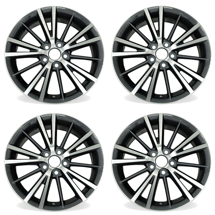 16" Set of 4 16X6.5  Machined GREY Wheels For 2016-2019 Toyota Corolla OEM Quality Replacement Rim