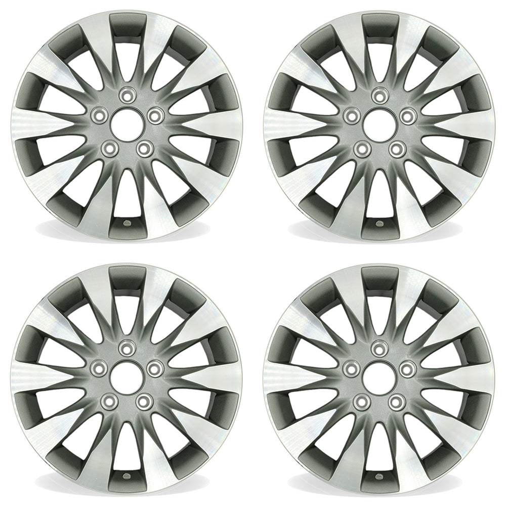 16" Set of 4 16X6.5 Machined Grey Alloy Wheels For Honda Civic 2009-2011 OEM Quality Replacement Rim