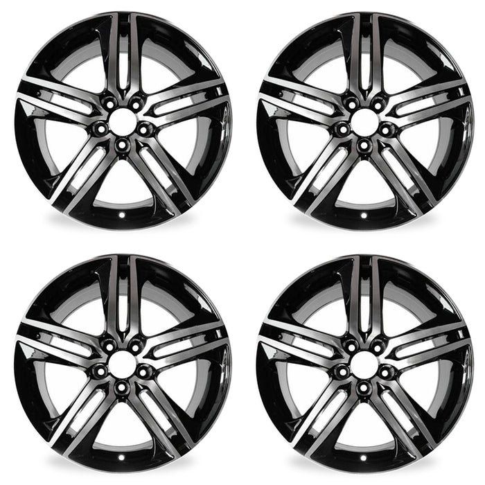 19" Set of 4 Brand New 19x8 5 spoke Alloy Wheels for HONDA ACCORD 2016 2017 Machined Black OEM Quality Replacement Rim