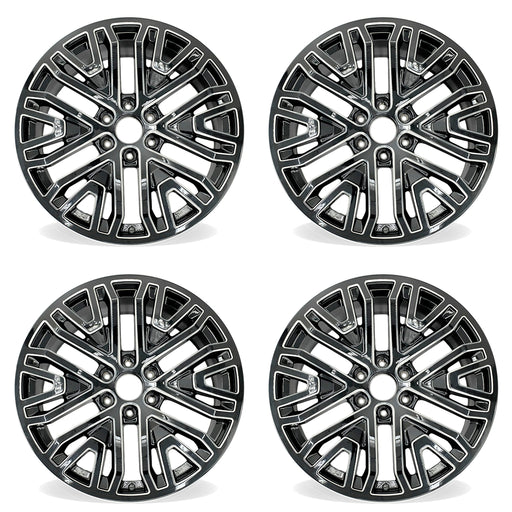 22" 22x9 Set of 4 Machined Black Wheels For Chevy GMC Sierra Denali Silverado Suburban Tahoe Yukon XL 1500 2019-2022 OEM Quality Replacement Rim