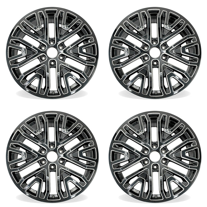 22" 22x9 Set of 4 Machined Black Wheels For Chevy GMC Sierra Denali Silverado Suburban Tahoe Yukon XL 1500 2019-2022 OEM Quality Replacement Rim