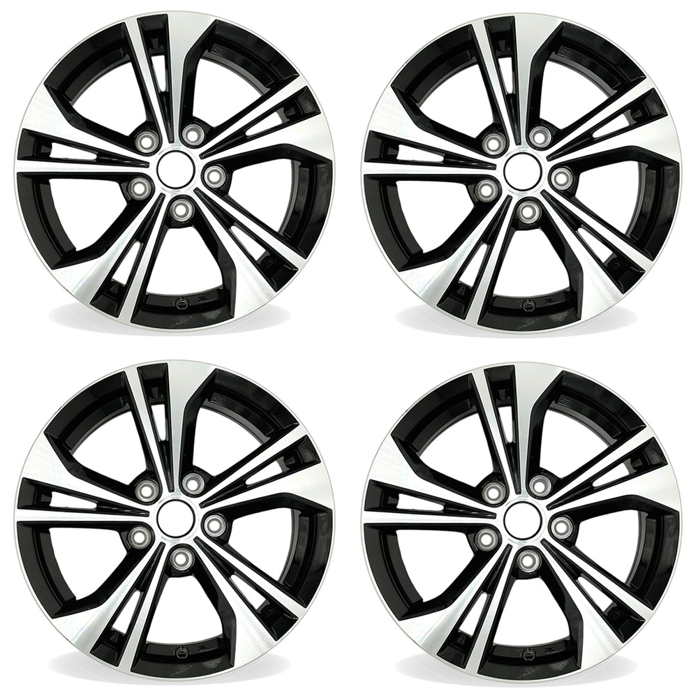 16" Set of 4 16x6.5 Machined Black Alloy Wheels For Nissan Sentra 2020-2022 OEM Quality Replacement Rim