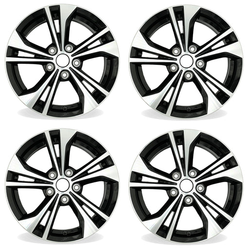 16" Set of 4 16x6.5 Machined Black Alloy Wheels For Nissan Sentra 2020-2022 OEM Quality Replacement Rim