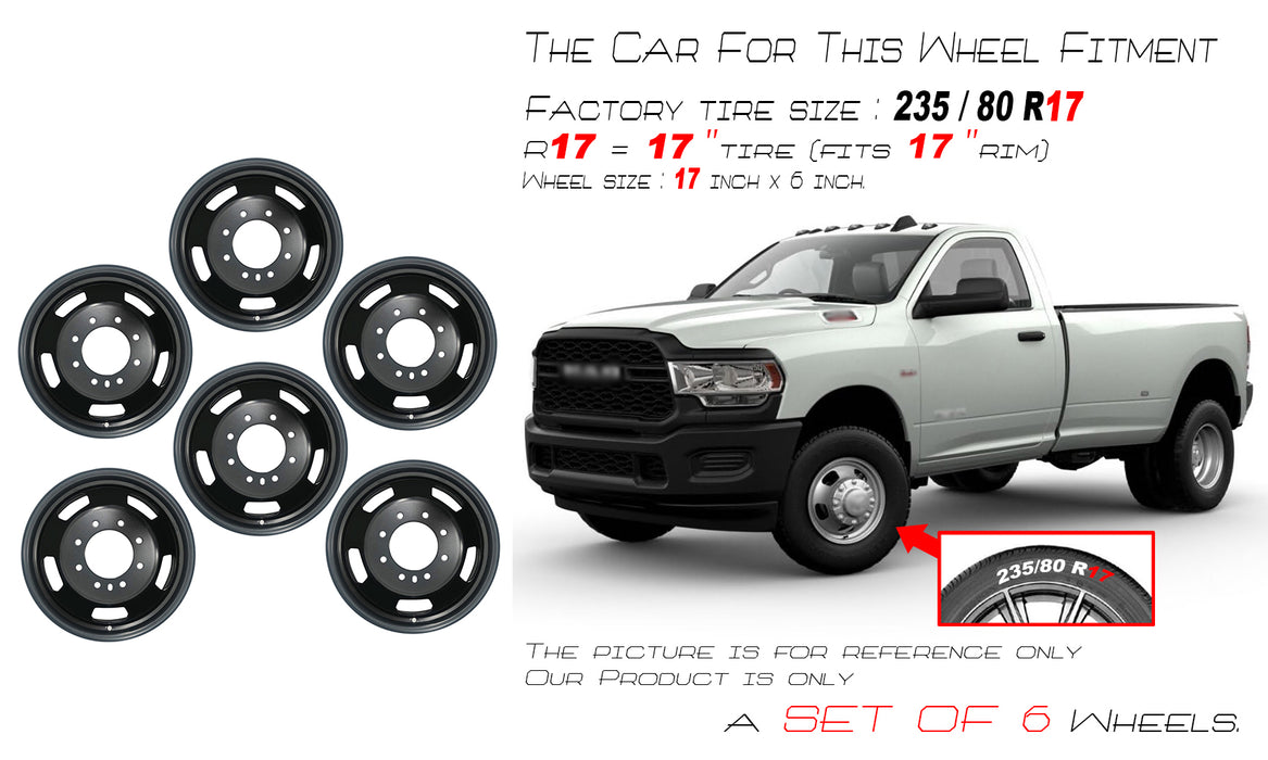 17" 17x6 Set of 6 Brand New Dually Wheel For 2003-2018 Dodge Ram 3500 SUPER DUTY DRW OEM Quality Replacement Rim