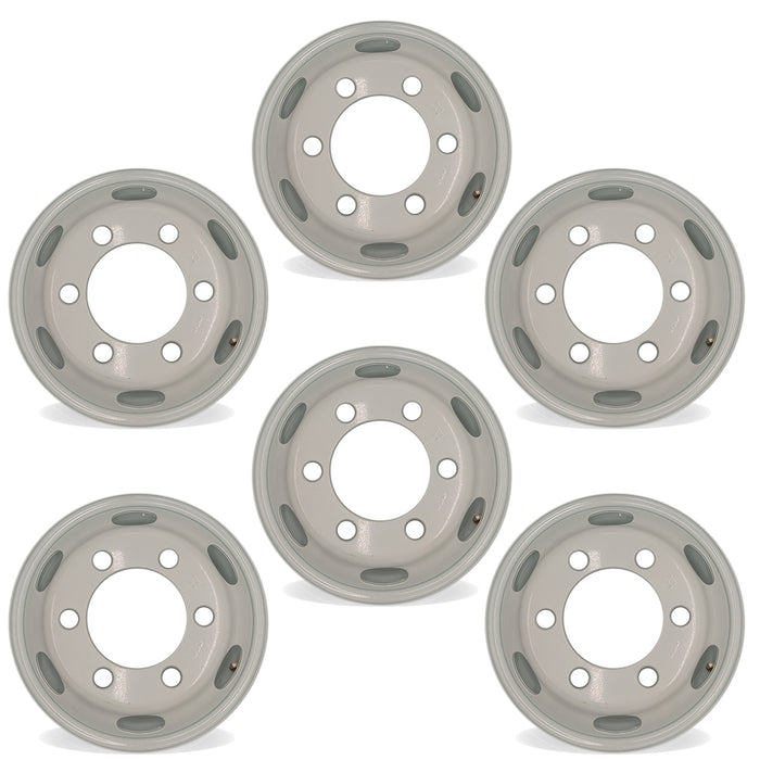 16" Set of 6 16x6 White Steel Wheels For ISUZU NPR NPR-HD NQR 1995-2023 OEM Quality Replacement Rim 8971451132