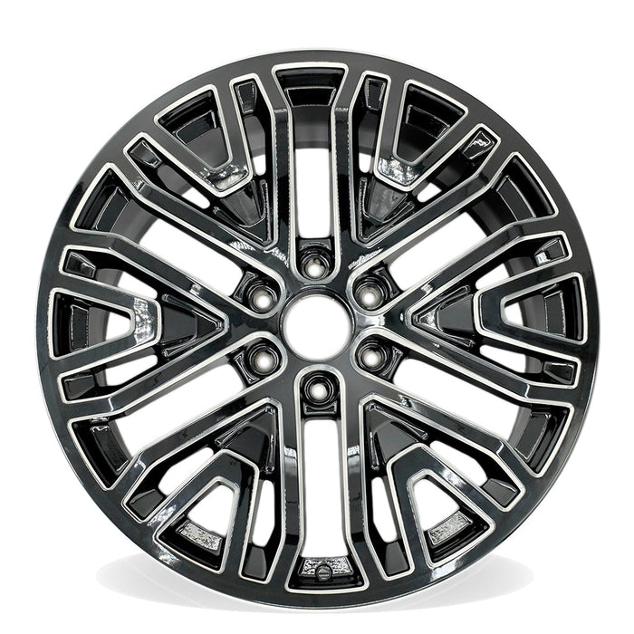 22" 22x9 Set of 4 Machined Black Wheels For Chevy GMC Sierra Denali Silverado Suburban Tahoe Yukon XL 1500 2019-2022 OEM Quality Replacement Rim