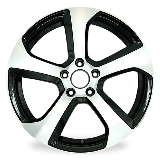18" 18x7.5 Brand New Single Alloy Wheel For VOLKSWAGEN GOLF GTI 2014-2020 Machined Black OEM Design Replacement Rim
