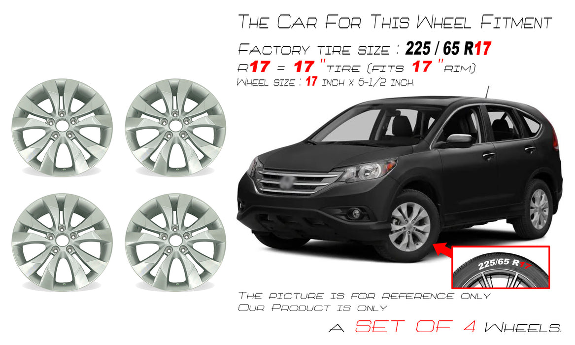 17" 17x6.5 Set of 4 Silver Wheels For Honda CR-V 2012-2014 OEM Quality Replacement Rim