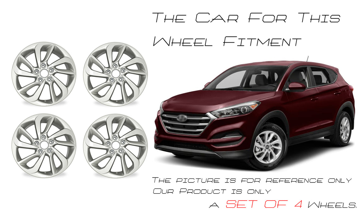 17" Set of 4 New 17X7 Alloy Wheel For Hyundai Tucson 2016 2017 2018 Silver OEM Quality Replacement Rim