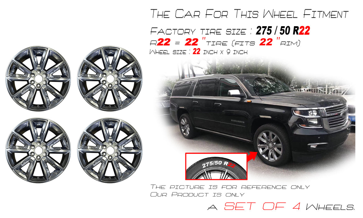 22" SET OF 4 Wheels For 2015-2020 Chevy Silverado 1500 Suburban Tahoe Hyper Silver OEM Quality Replacement Rim
