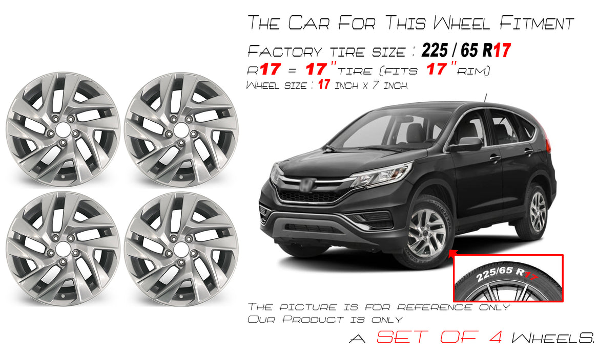 17" SET OF 4 17x7 Alloy Twisted Spoke Wheels For HONDA CR-V 2015-2016 SILVER OEM Quality Replacement Rim