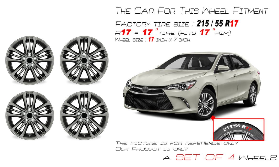 SET OF 4 NEW 17" 17x7 15 spoke Alloy Wheels For TOYOTA CAMRY 2015-2017 GREY OEM Quality Replacement Rim