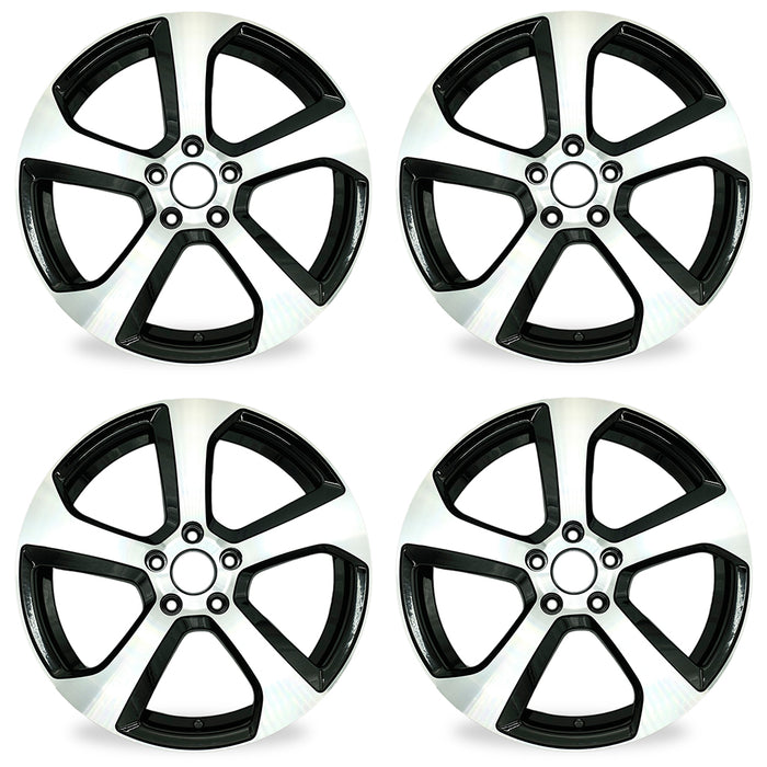 18" 18x7.5 Alloy Wheels For VOLKSWAGEN GOLF GTI 2014-2020 SET OF 4 Machined Black OEM Design Replacement Rim