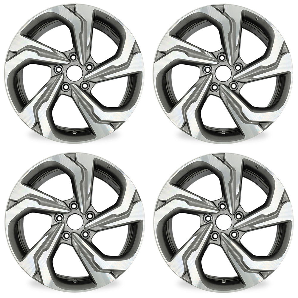 17" Set of 4 New 17x7.5 Alloy Wheel For Honda Accord 2018-2021 Machined Grey OEM Quality Replacement Rim