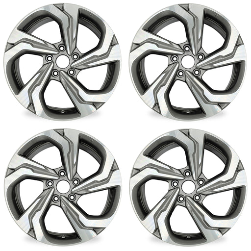 17" Set of 4 New 17x7.5 Alloy Wheel For Honda Accord 2018-2021 Machined Grey OEM Quality Replacement Rim