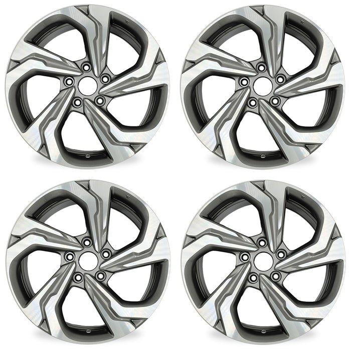 17" Set of 4 New 17x7.5 Alloy Wheel For Honda Accord 2018-2021 Machined Grey OEM Quality Replacement Rim