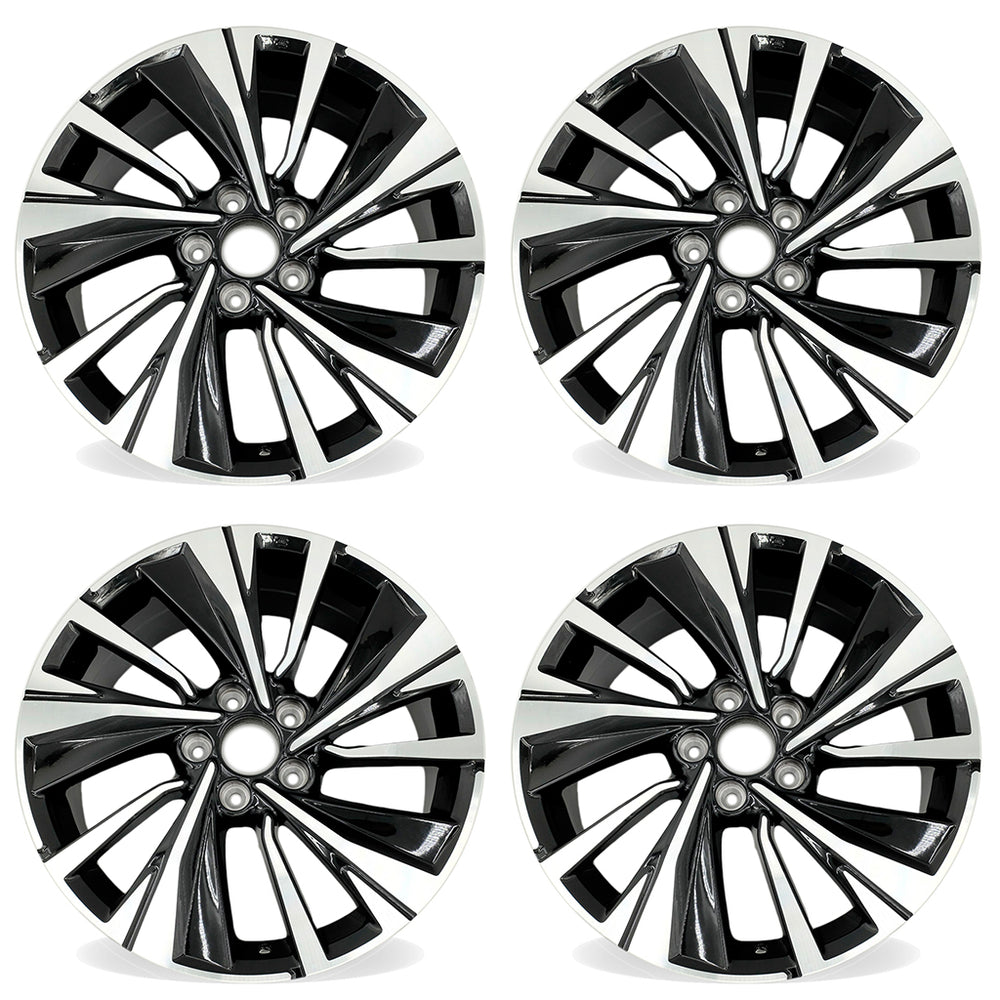 18" 18x8 Set of 4 Machined Black Wheels For Honda Accord 2016-2017 OEM Quality Replacement Rim