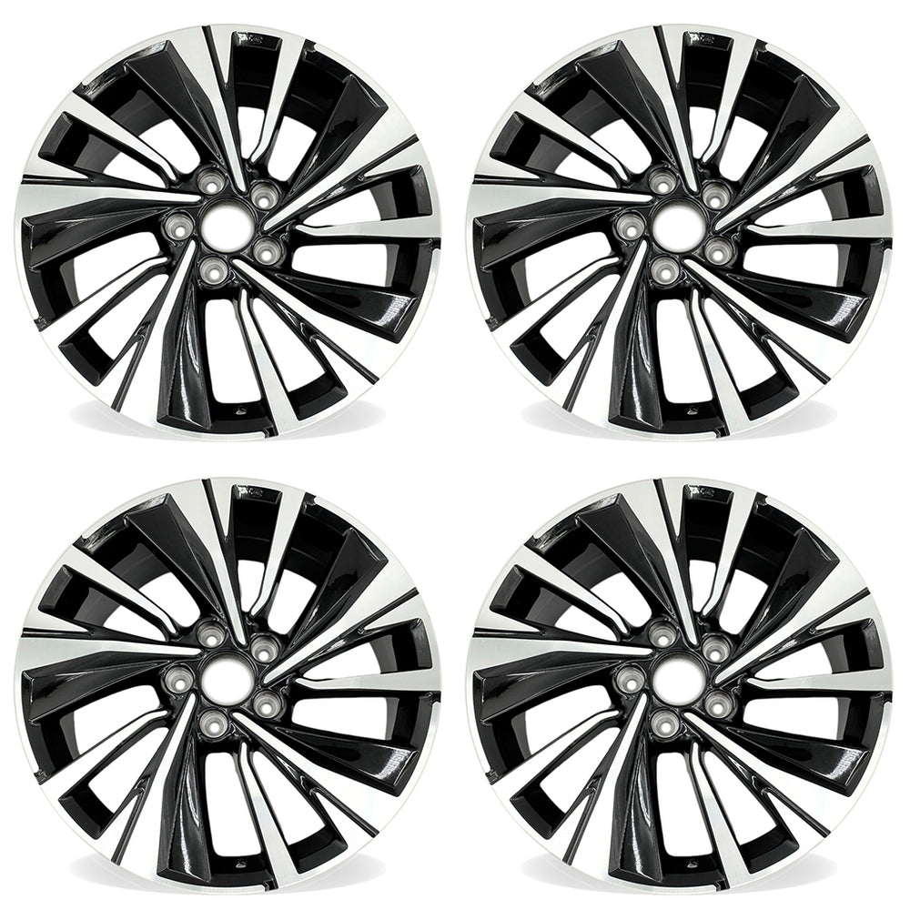 18" 18x8 Set of 4 Machined Black Wheels For Honda Accord 2016-2017 OEM Quality Replacement Rim