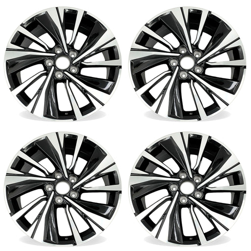 18" 18x8 Set of 4 Machined Black Wheels For Honda Accord 2016-2017 OEM Quality Replacement Rim