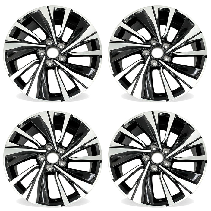 18" 18x8 Set of 4 Machined Black Wheels For Honda Accord 2016-2017 OEM Quality Replacement Rim
