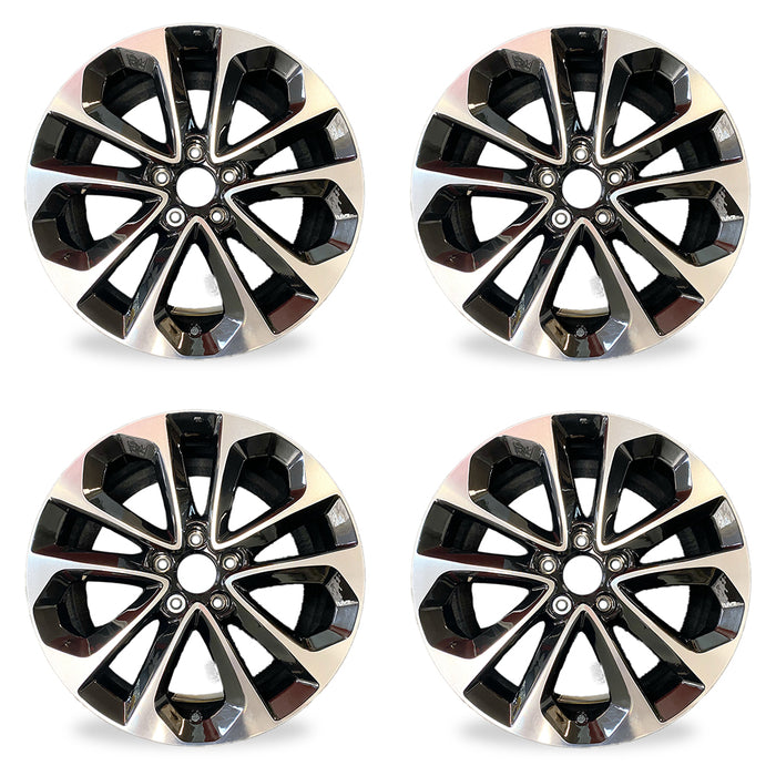 18" SET OF 4 New 18x8 Alloy Wheels For 2013-2015 Honda Accord Machined Black OEM Quality Replacement Rim