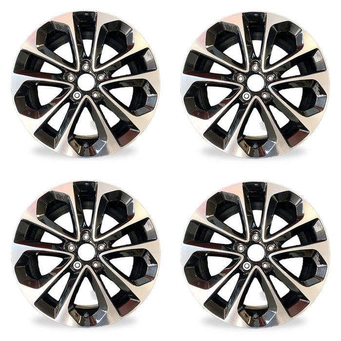 18" SET OF 4 New 18x8 Alloy Wheels For 2013-2015 Honda Accord Machined Black OEM Quality Replacement Rim