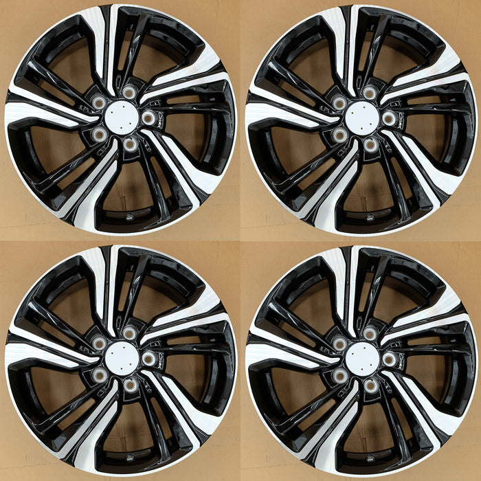 17" Set of 4 17x7 Machined Black Wheels for Honda Civic 2016-2021 OE Style Replacement Rim