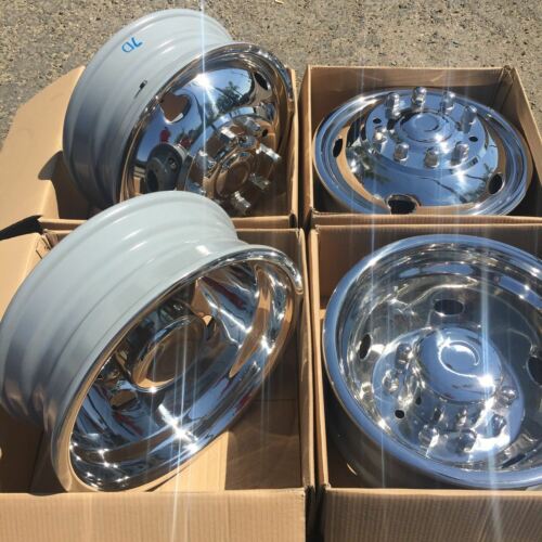 FORD F450 F550 19.5" 2005-2021 Stainless Dually Wheel Simulators FORD on 10 lugs