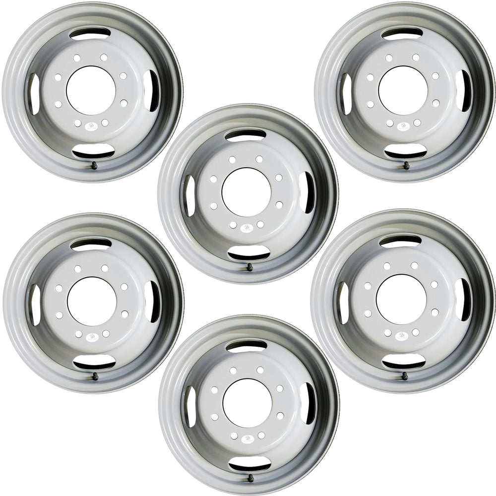 Set of 6 16" Dually GRAY Steel Wheels for 2001-2025 Chevy Express GMC SAVANA SIERRA SILVERADO 3500 OEM Quality Replacement Rim