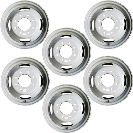 Set of 6 16" Dually GRAY Steel Wheels for 2001-2025 Chevy Express GMC SAVANA SIERRA SILVERADO 3500 OEM Quality Replacement Rim