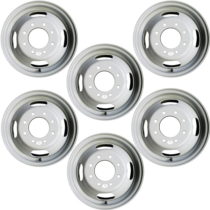 Set of 6 16" Dually GRAY Steel Wheels for 2001-2025 Chevy Express GMC SAVANA SIERRA SILVERADO 3500 OEM Quality Replacement Rim