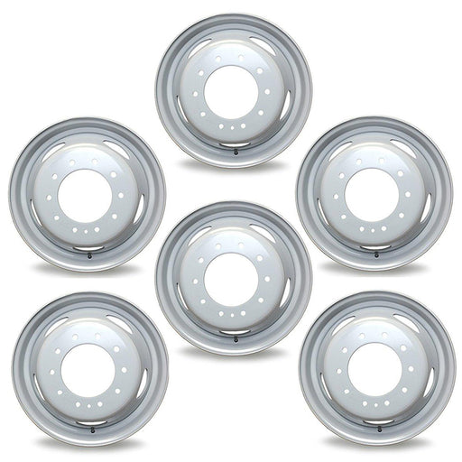 Set of 6 Brand New 19.5" 19.5x6 10 Lug Steel Wheels for Dodge RAM 4500 5500 2008-2025 Super Duty Dually Gray OEM Quality Replacement Rim