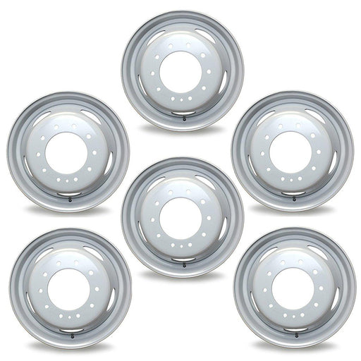 Set of 6 Brand New 19.5" 19.5x6 10 Lug Steel Wheels for Dodge RAM 4500 5500 2008-2023 Super Duty Dually Gray OEM Quality Replacement Rim