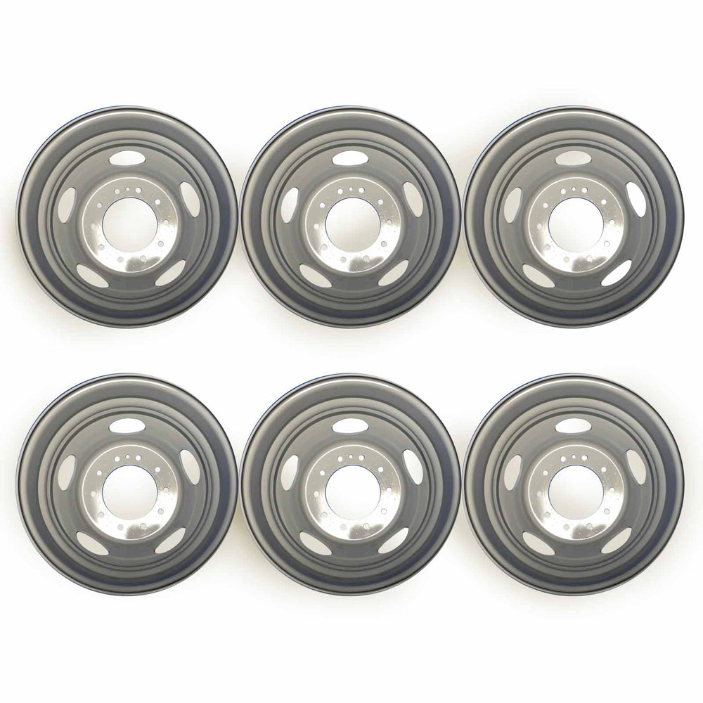 Set of 6 Brand New 19.5" 19.5x6 10 Lug Steel Wheels for Ford F450SD F550SD 2005-2020 Super Duty Dually Gray OEM Quality Replacement Rim