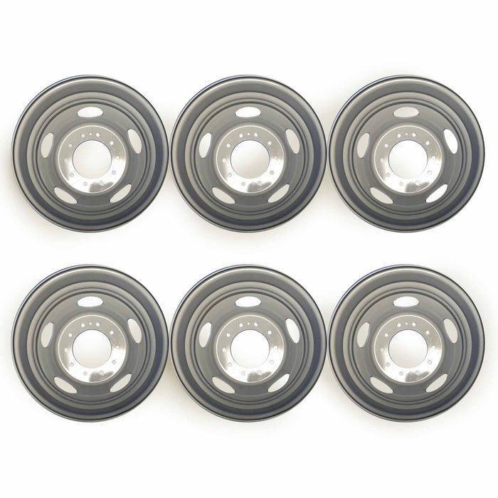 Set of 6 Brand New 19.5" 19.5x6 10 Lug Steel Wheels for Ford F450SD F550SD 2005-2023 Super Duty Dually Gray OEM Quality Replacement Rim