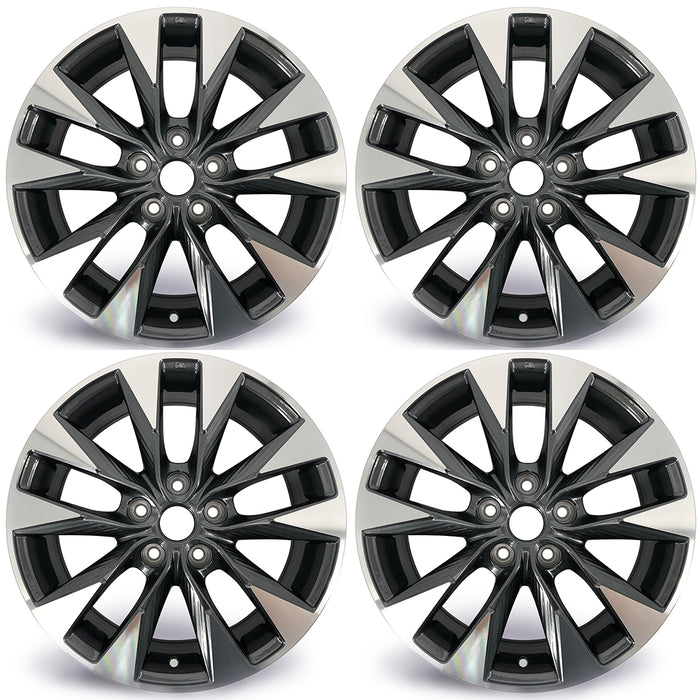 17" Set of 4 New 17x6.5 Alloy Wheels For Nissan Sentra 2016-2019 Machined Grey OEM Quality Replacement Rim