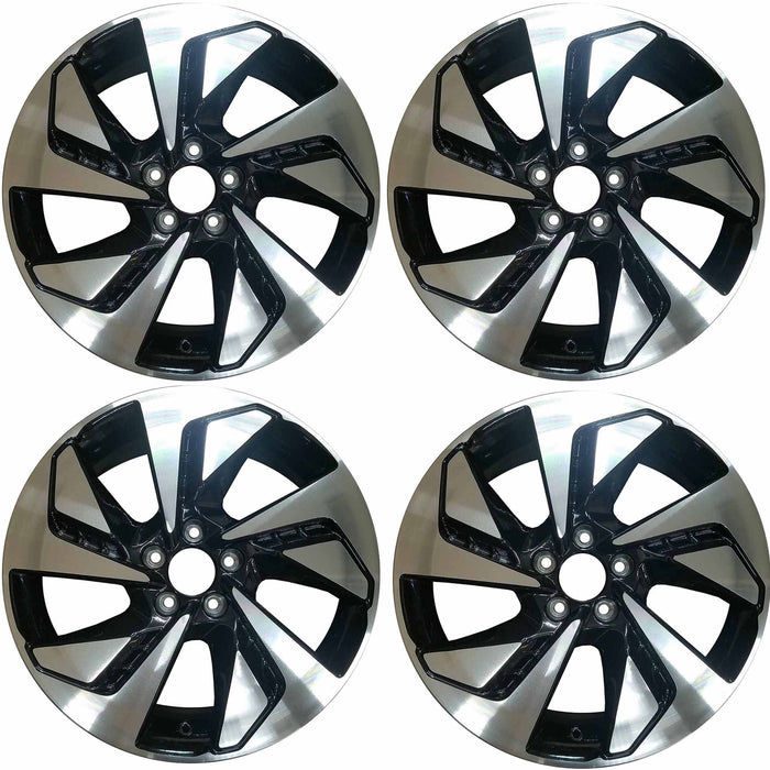 SET OF 4 18" 18x7 Alloy Wheels for Honda CR-V 2015 2016 Machined Black OEM Quality Replacement Rim