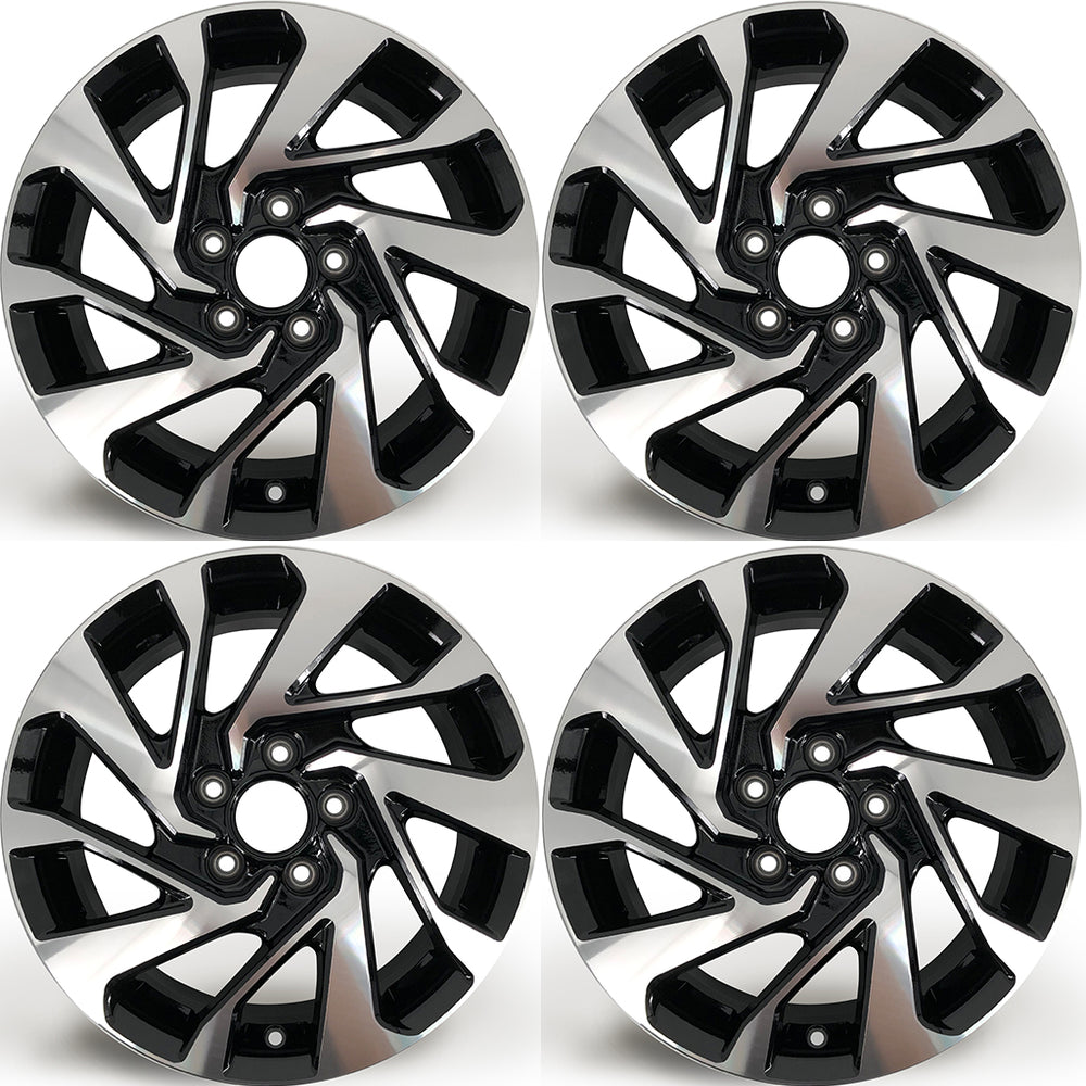 SET OF 4 16" 16X7 Alloy Wheels for Honda Civic 2016-2021 Machined BLACK OEM Quality Replacement Rim