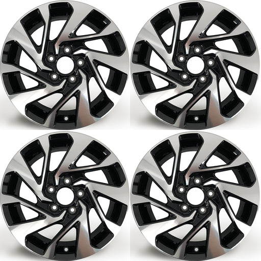 SET OF 4 16" 16X7 Alloy Wheels for Honda Civic 2016-2021 Machined BLACK OEM Quality Replacement Rim