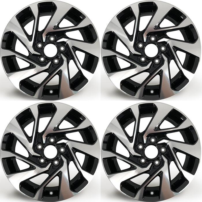 SET OF 4 16" 16X7 Alloy Wheels for Honda Civic 2016-2021 Machined BLACK OEM Quality Replacement Rim
