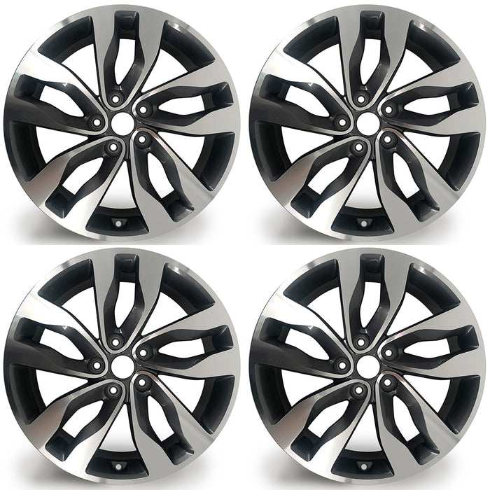 18" Set of 4 New 18x7.5 Alloy Wheels for Kia Optima 2014-2015 Machined GREY OEM Quality Replacement Rim