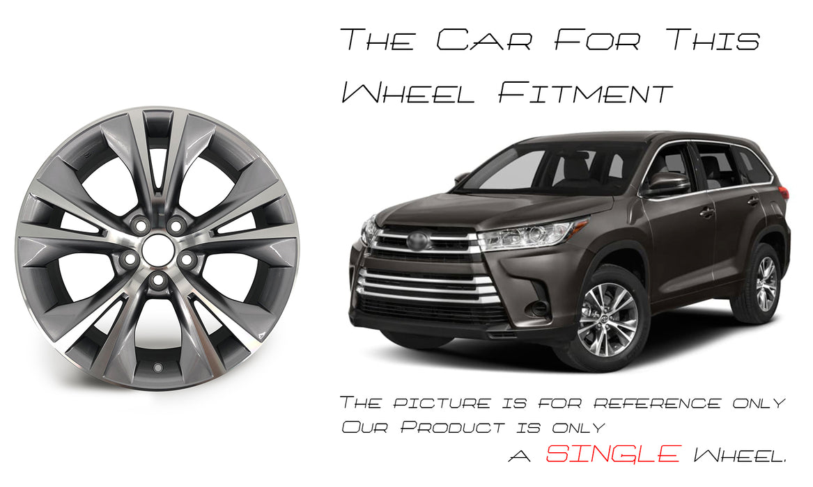 Brand New Single 18" 18x7.5 Alloy Wheel For Toyota Hinghlander 2014-2019 Machined Gray OEM Quality Replacement Rim