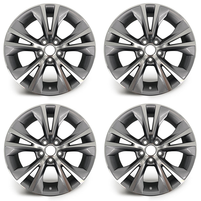 SET OF 4 Brand New 18" 18x7.5 Alloy Wheels For Toyota Hinghlander 2014-2019 Machined Gray OEM Quality Replacement Rim