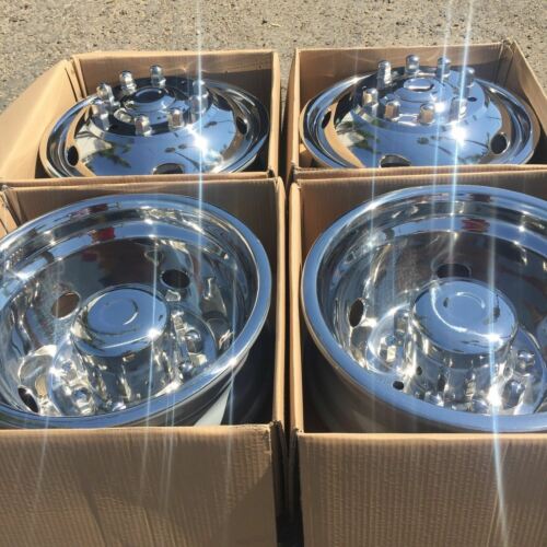 FORD F450 F550 19.5" 2005-2021 Stainless Dually Wheel Simulators FORD on 10 lugs