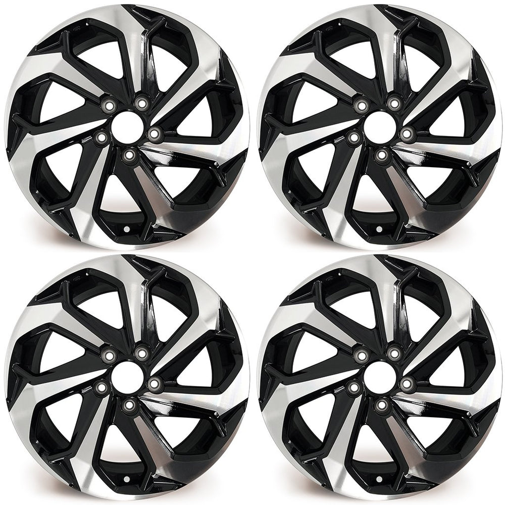 17" SET OF 4 17x7.5 Alloy Wheels for Honda Accord 2016 2017 Machined Black OEM Quality Replacement Rim