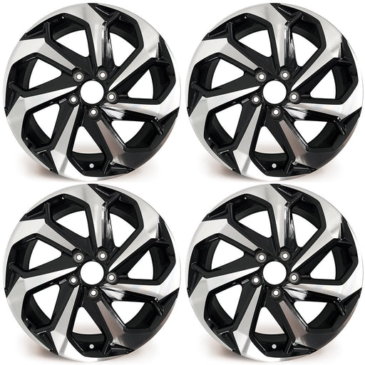 17" SET OF 4 17x7.5 Alloy Wheels for Honda Accord 2016 2017 Machined Black OEM Quality Replacement Rim