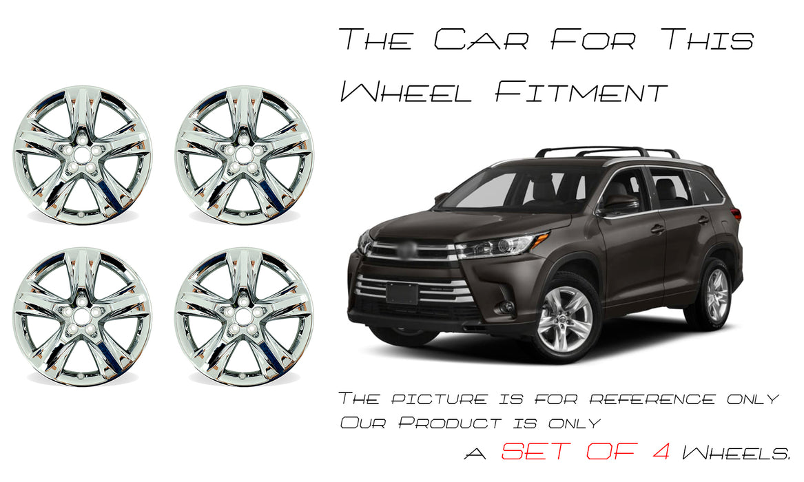 Set of 4 New 19" 19X7.5 Wheels With Chrome Clad Cover for 2014-2019 Toyota Highlander OEM Style Replacement Rim